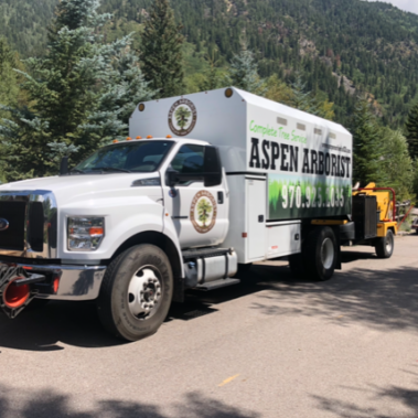 Aspen Arborist white work truck